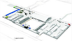 Overhead photograph of the National Mall from the Lincoln Memorial to the World War II Memorial and the JFK Hockey Fields running the length of the reflecting pool.